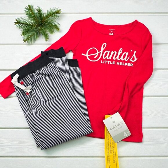 Carter’s Santa’s Little Helper Pajama Set Kids 4T NWT Christmas PJs - Picture 1 of 7